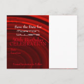 Red Vortex 50. Geburtstag Save the Date Ankündigungspostkarte (Rückseite)