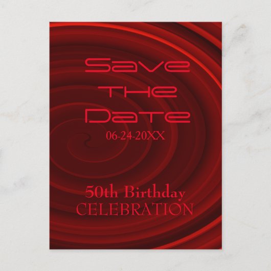 Red Vortex 50. Geburtstag Save the Date Ankündigungspostkarte (Vorderseite)