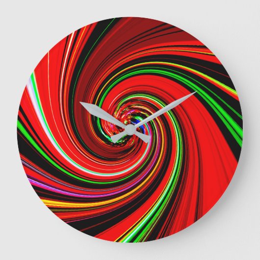 Red Vortex Design Clock Große Wanduhr (Vorderseite)
