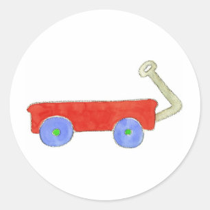 Red Wagon Runder Aufkleber