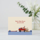 Red Wagon Teddy Bear Baby Shower Admin Cards Hinweiskarte (Stehend Vorderseite)