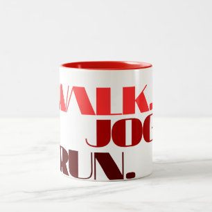 RED WALK JOG RUN (Schriftart CHUNKY) Zweifarbige Tasse