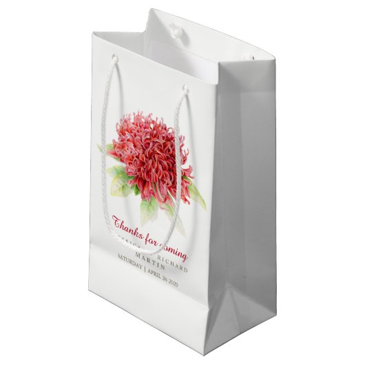 Red Waratah Blume Art Dankeschön Geschenktasche Kleine Geschenktüte (Vorderseite Schrägansicht)