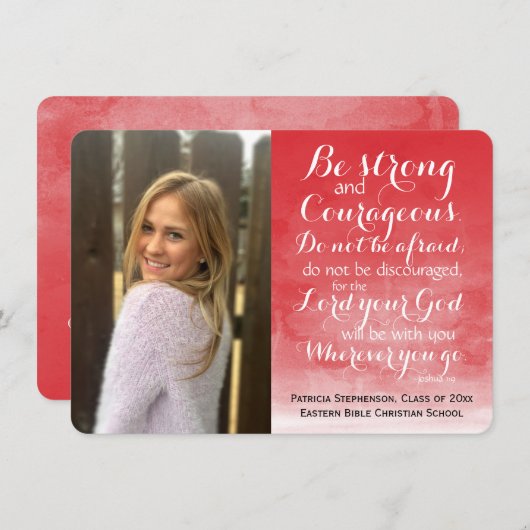 Red Wash Christlich Bibel Custom Foto Abschluss Ankündigung (Vorne/Hinten)