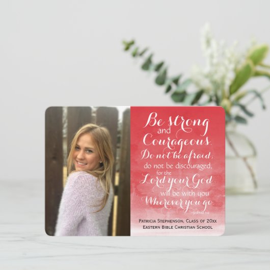 Red Wash Christlich Bibel Custom Foto Abschluss Ankündigung (Stehend Vorderseite)