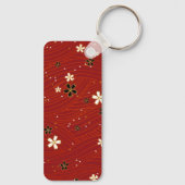 Red Washi Paper Aluminum Rectangle Keychain Schlüsselanhänger (Rückseite)