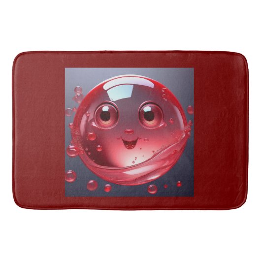 Red Water Bubble Emoji Badematte (Vorderseite)