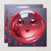 Red Water Bubble Emoji Einladung (Vorne/Hinten)