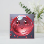Red Water Bubble Emoji Einladung (Stehend Vorderseite)