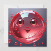 Red Water Bubble Emoji Einladung (Rückseite)