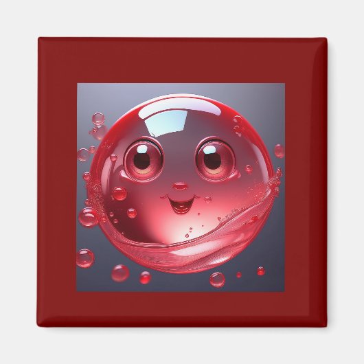 Red Water Bubble Emoji Magnet (Vorne)