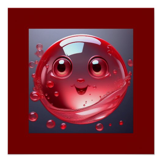 Red Water Bubble Emoji Poster (Vorderseite)
