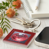 Red Water Bubble Emoji Schlüsselanhänger (Vorderseite rechts)