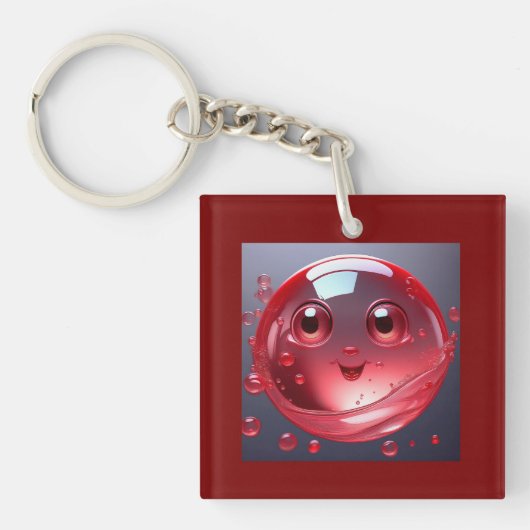 Red Water Bubble Emoji Schlüsselanhänger (Vorderseite)
