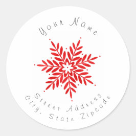 "Red Water color Abstrakt Snowflake"-Etiketten Runder Aufkleber