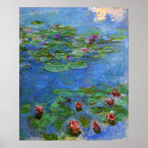 Red Water Lilies, Claude Monet Poster