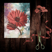 Red Water Lily Boho Artsy Ephemera Journal Collage Seidenpapier