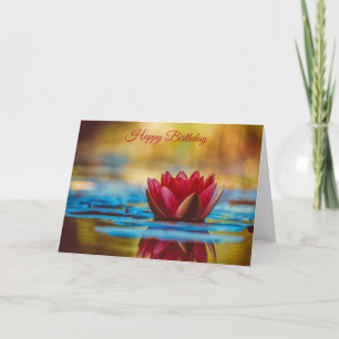 Red Water Lily - Happy Birthday Karte