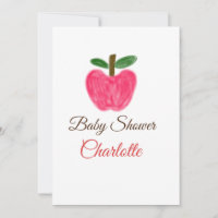 Red Watercolor Apfel Babydusche tragen Namen