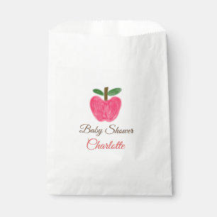 Red Watercolor Apfel Babydusche tragen Namen Geschenktütchen