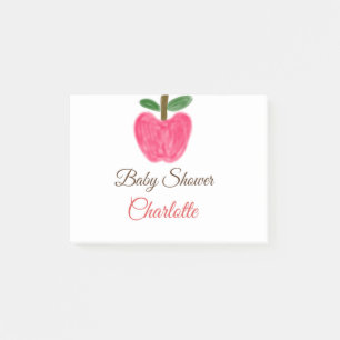 Red Watercolor Apfel Babydusche tragen Namen Post-it Klebezettel