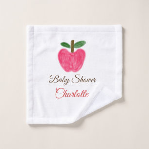 Red Watercolor Apfel Babydusche tragen Namen Waschlappen