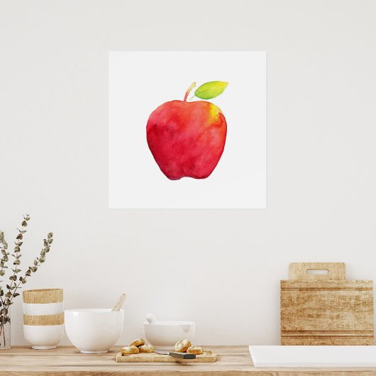 Red Watercolor Apple Poster (Küche)