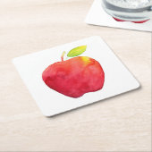 Red Watercolor Apple Rechteckiger Pappuntersetzer (angewinkelt)