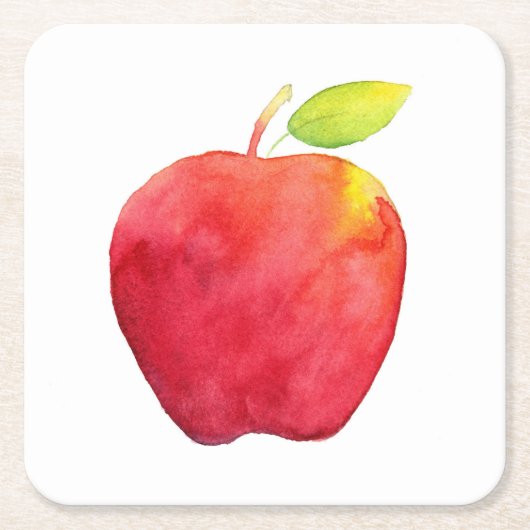 Red Watercolor Apple Rechteckiger Pappuntersetzer (Vorderseite)