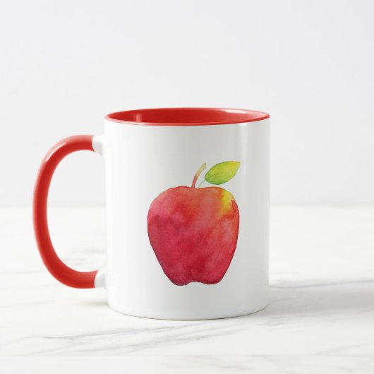 Red Watercolor Apple Tasse (Links)