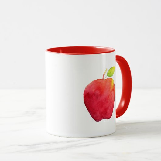 Red Watercolor Apple Tasse (VorderseiteRechts)