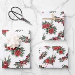 Red Watercolor bemalt Weihnachtsfeiertage Geschenkpapier Set