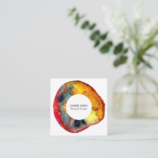 Red Watercolor Blob texturiert Quadratische Visitenkarte (Stehend Vorderseite)