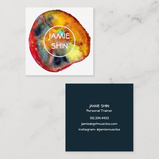 Red Watercolor Blob texturierte Marine Quadratische Visitenkarte (Vorne/Hinten)