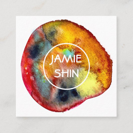 Red Watercolor Blob texturierte Marine Quadratische Visitenkarte (Vorderseite)