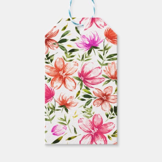 Red Watercolor Blume 2 Geschenkanhänger (Vorderseite)