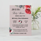 Red Watercolor Blume Babydusche Einladung (Stehend Vorderseite)
