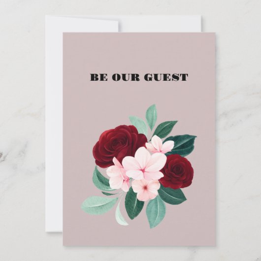 Red Watercolor Blume Babydusche Einladung (Rückseite)