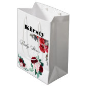 Red Watercolor Blume Babydusche Mittlere Geschenktüte (Vorderseite Schrägansicht)