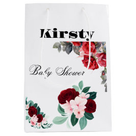 Red Watercolor Blume Babydusche Mittlere Geschenktüte