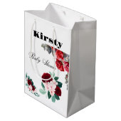 Red Watercolor Blume Babydusche Mittlere Geschenktüte (Rückseite Schrägansicht)