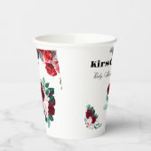 Red Watercolor Blume Babydusche Pappbecher (Links)