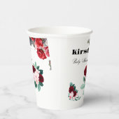 Red Watercolor Blume Babydusche Pappbecher (Rechts)