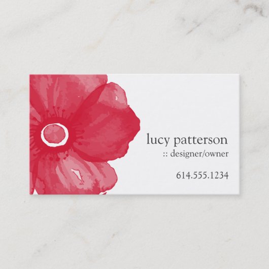 Red Watercolor Blume Business Cards Visitenkarte (Vorderseite)