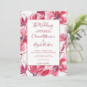 Red Watercolor Blume Hochzeit Einladung (Stehend Vorderseite)
