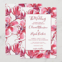 Red Watercolor Blume Hochzeit