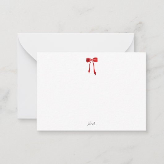 Red Watercolor Bow Mitteilungskarte (Vorderseite)