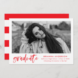 Red Watercolor Brush Script Graduation Party Einladung