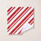 Red Watercolor Candy Cane Streifen Badhandtuch Set (Waschlappen)
