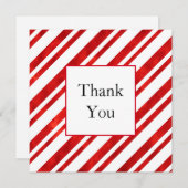 Red Watercolor Candy Cane Streifen Dankeskarte (Vorne/Hinten)